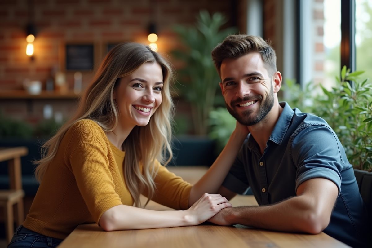 Femme touchant la barbe d