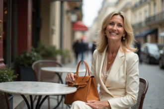 Femme élégante avec sac Birkin Himalaya à Paris