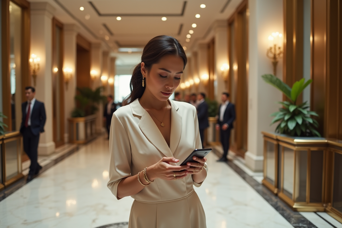 Femme élégante dans un lobby d