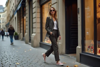 Jeune femme élégante dans la mode parisienne
