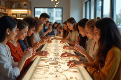 Groupe de personnes diverses dans une boutique de bijoux