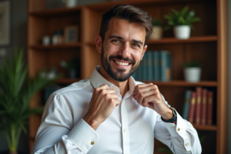 Homme élégant avec barbe soignée dans un bureau