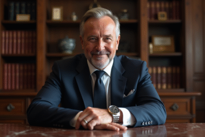 Homme en costume ajusté ajustant une montre de luxe
