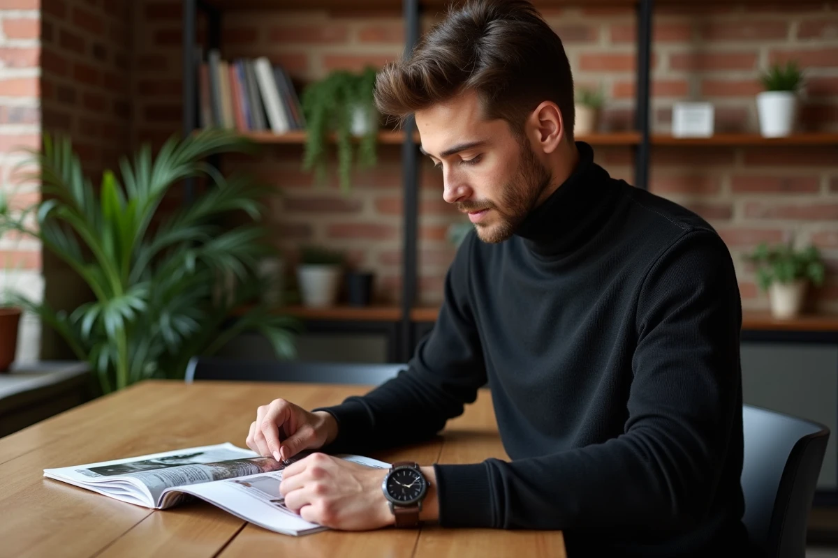 Jeune homme avec montre dans un loft moderne
