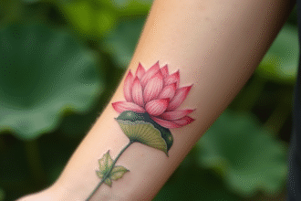 Tatouage lotus délicat sur l'avant bras d'une femme